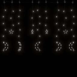 Berkfield Decorative Star And Moon Fairy Lights Remote Control 138 Led Cold White - thumbnail 3