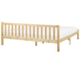 Beliani Bed Pine Wood Florac 180 X 200 Cm (Eu Super King) Light Brown - thumbnail 5