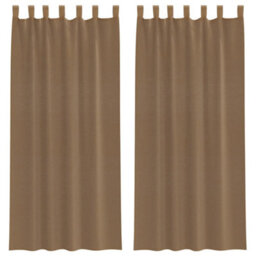 Berkfield Voile Curtains With Loops 2 Pcs Light Brown 140X225 Cm - thumbnail 2