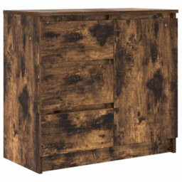 Berkfield Sideboard With Drawer Smoked Oak 71X35X65 Cm Engineered Wood - thumbnail 2