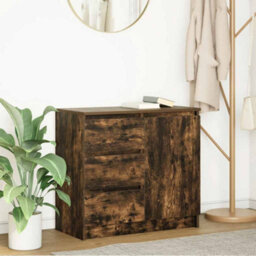Berkfield Sideboard With Drawer Smoked Oak 71X35X65 Cm Engineered Wood - thumbnail 1