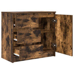 Berkfield Sideboard With Drawer Smoked Oak 71X35X65 Cm Engineered Wood - thumbnail 5
