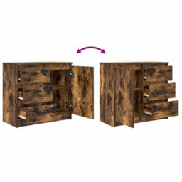 Berkfield Sideboard With Drawer Smoked Oak 71X35X65 Cm Engineered Wood - thumbnail 9