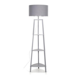 Valuelights Hiru Grey 3 Tier Shelf Floor Lamp With Metallic Silver Inner Shade And Bulb - thumbnail 7