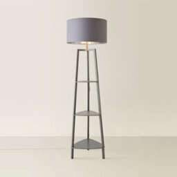 Valuelights Hiru Grey 3 Tier Shelf Floor Lamp With Metallic Silver Inner Shade And Bulb - thumbnail 4