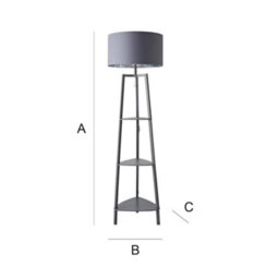 Valuelights Hiru Grey 3 Tier Shelf Floor Lamp With Metallic Silver Inner Shade And Bulb - thumbnail 9