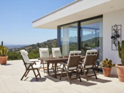 Beliani Garden Dining Set 6 Seater Amantea Premium Acacia Wood Off-White - thumbnail 2