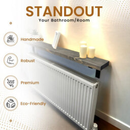 Radiator Shelf Wall Mounted Solid Wood, Narrow Radiator Cover 15Cm Deep Rustic Handmade In Uk (Driftwood, 120Cm) By Mkgt - thumbnail 5