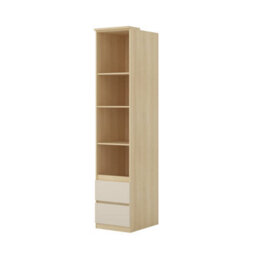 Arte Terra 93 Storage Cabinet 45Cm Oak Lindberg & Beige, Tall Slim Bedroom Cabinet With 3 Shelves & 2 Drawers - thumbnail 2