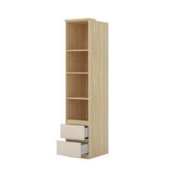 Arte Terra 93 Storage Cabinet 45Cm Oak Lindberg & Beige, Tall Slim Bedroom Cabinet With 3 Shelves & 2 Drawers - thumbnail 4