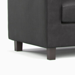 Furnishings For Less UK York Black Faux Leather  Boxed Arm 3 Seater Sofa - thumbnail 4