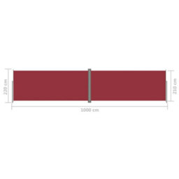 Berkfield Retractable Side Awning Red 220X1000 Cm - thumbnail 8