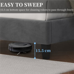 Yaheetech Upholstered Bed Frame W/ Button-Tufted Adjustable Headboard - Dark Grey / King - thumbnail 9