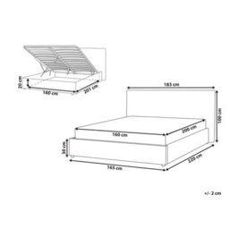 Beliani Ottoman Bed Velvet Lavaur 160 X 200 Cm (Eu King Size) Off-White - thumbnail 3