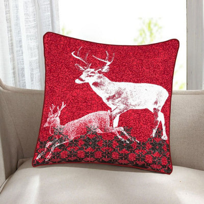 ARLinens Christmas Cushion Cover 100%cotton Festival Theme Reversible Design Cushion Cases Pack Of 2