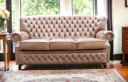 Chesterfield Handmade 3 Seater Sofa Cracked Wax Tan Leather In Monks Style - thumbnail 4