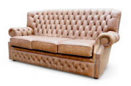 Chesterfield Handmade 3 Seater Sofa Cracked Wax Tan Leather In Monks Style - thumbnail 3