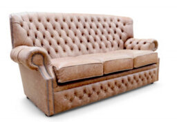 Chesterfield Handmade 3 Seater Sofa Cracked Wax Tan Leather In Monks Style - thumbnail 2