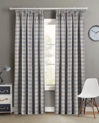 Velosso Multi Checkered Header Tape Curtains, Unlined Lightweight Fabric, Modern Plaid Drapes For Living Room, Durable Curtain - Multi