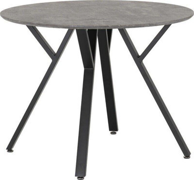 Seconique Athens Round Dining Table - L100 X W100 X H76.5 Cm - Concrete Effect/black - image 1
