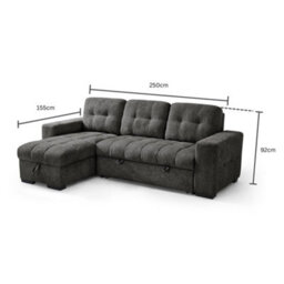 Beehive Furniture - Porto Universal Corner Sofa Bed - Grey Upholstered Corner Couch - thumbnail 2
