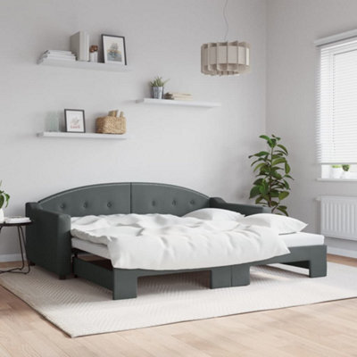 Berkfield Daybed With Trundle Dark Grey 90X190 Cm Fabric - image 1