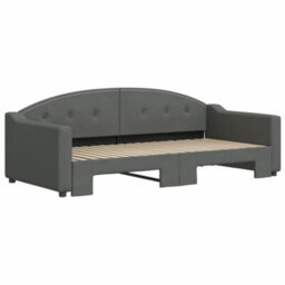 Berkfield Daybed With Trundle Dark Grey 90X190 Cm Fabric - thumbnail 3