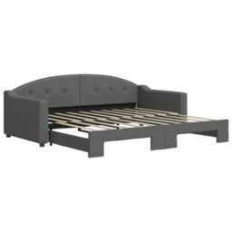 Berkfield Daybed With Trundle Dark Grey 90X190 Cm Fabric - thumbnail 2