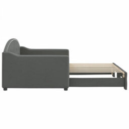 Berkfield Daybed With Trundle Dark Grey 90X190 Cm Fabric - thumbnail 4