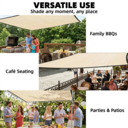 Sun Shade Sail With Uv Protection 3 X 3.6 M Beige - thumbnail 5