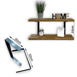 MKGT 120Cm Double Rustic Wooden Shelves Wall-Mounted Shelf With Seated Double Black L Brackets(Tudor Oak) - thumbnail 4