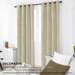 Deconovo Wave Line Foil Printed Blackout Curtains Thermal Curtains Eyelet Curtains For Bedroom 46 X 72 Inch Beige Two Panels - thumbnail 5
