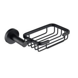 Nes Home Rony Modern Round Black Matte Wall Mounted Soap Dish Stainless Steel - thumbnail 1