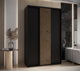 Arte Modern Sapporo Sliding Door Wardrobe 150Cm In Black: Stylish Storage For Small Spaces (H)2050mm (W)1500mm (D)600mm - thumbnail 1