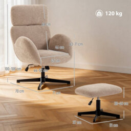 Light Brown Swivel Armchair And Footstool Set, Raindrop Velvet Accent Chair - thumbnail 2