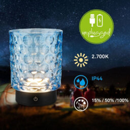 Briloner Led Table Lamp Mini Glass Deco Light Patio Rechargeable Battery Ip44 Dimmable - thumbnail 3