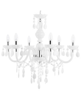 Wyld And Coco Crystal Chandelier 6-Arm White Finish For Living And Dining Rooms, W70 X D70 X H160Cm - image 1