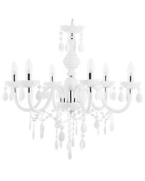 Wyld And Coco Crystal Chandelier 6-Arm White Finish For Living And Dining Rooms, W70 X D70 X H160Cm - thumbnail 1