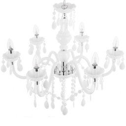 Wyld And Coco Crystal Chandelier 6-Arm White Finish For Living And Dining Rooms, W70 X D70 X H160Cm - thumbnail 5