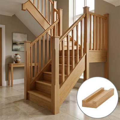 Oak Prefinished & Lacquered Baserail Modern 4.2M 35mm Groove For Spindles Uk Manufactured Traditional Products Ltd - image 1