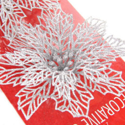 6 Pack Silver Glitter Decorative Clips - Christmas Butterfly & Flower Ornaments - thumbnail 7