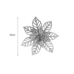 6 Pack Silver Glitter Decorative Clips - Christmas Butterfly & Flower Ornaments - thumbnail 4