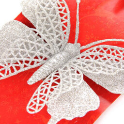 6 Pack Silver Glitter Decorative Clips - Christmas Butterfly & Flower Ornaments - thumbnail 8