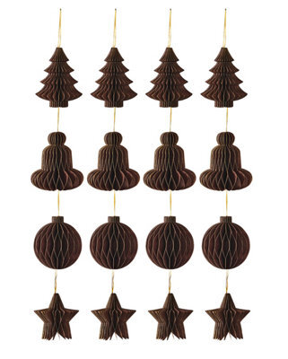 Werchristmas Set Of 12 Espresso Paper Christmas Decorations, 15 Cm - image 1