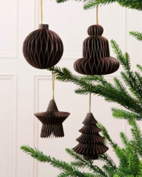 Werchristmas Set Of 12 Espresso Paper Christmas Decorations, 15 Cm - thumbnail 2