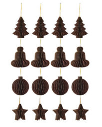 Werchristmas Set Of 12 Espresso Paper Christmas Decorations, 15 Cm - thumbnail 1