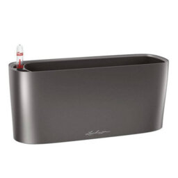 Lechuza Delta 20 Charcoal Metallic Plastic Self-Watering Planter With Substrate And Water Level Indicator H18 L40 W15 Cm