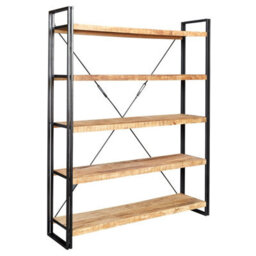 Wyld Haus Toivakka Wide Industrial Reclaimed Wood And Metal Bookcase, 5 Shelves - thumbnail 2