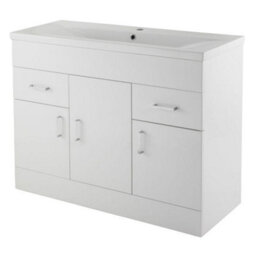 Dezine Saphire Gloss White 1000mm Floor Standing Vanity Unit - thumbnail 1