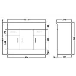 Dezine Saphire Gloss White 1000mm Floor Standing Vanity Unit - thumbnail 3